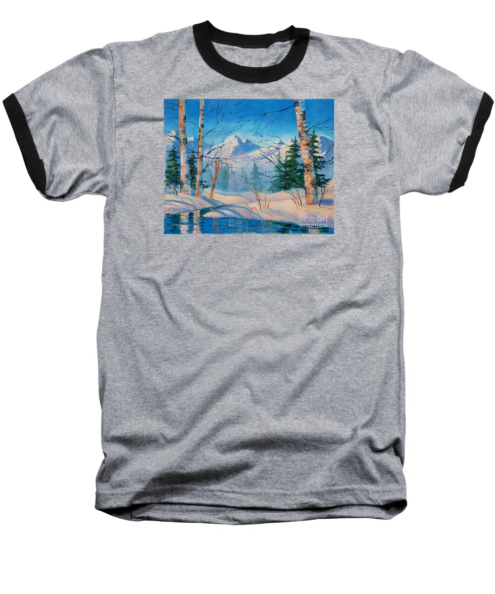 Alaska Winter Baseball T-Shirt featuring the painting Alaska Winter by Teresa Ascone
