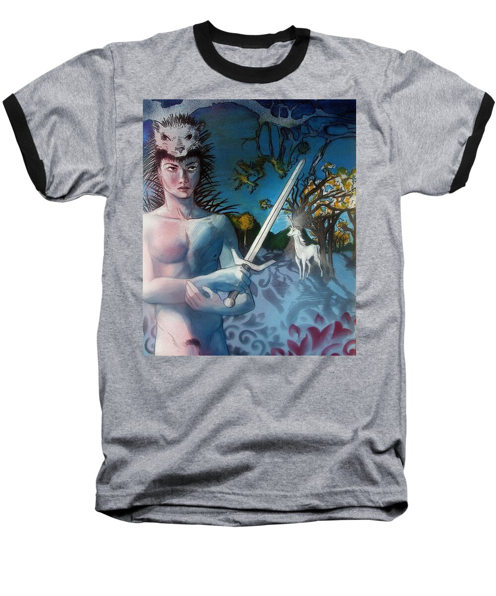 Fantasy Baseball T-Shirt featuring the painting All I need is a Unicorn by Rene Capone
