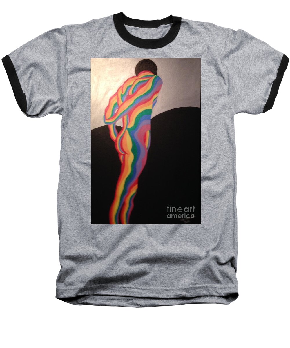 Man Baseball T-Shirt featuring the painting All Mine by Erika Jean Chamberlin