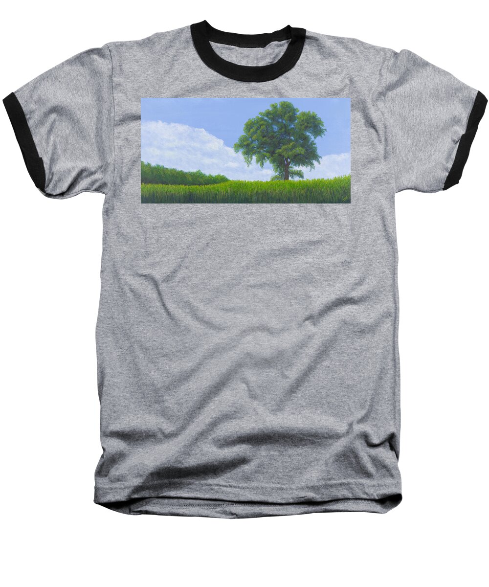 Cottonwood Tree Baseball T-Shirt featuring the painting Alone Summer by Garry McMichael