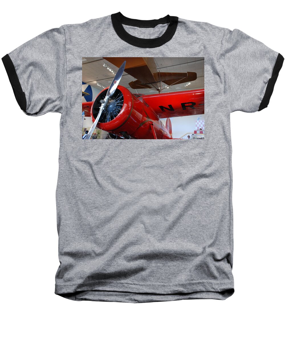 Amelia Earhart Baseball T-Shirt featuring the photograph Amelia Earhart Prop Plane by Kenny Glover