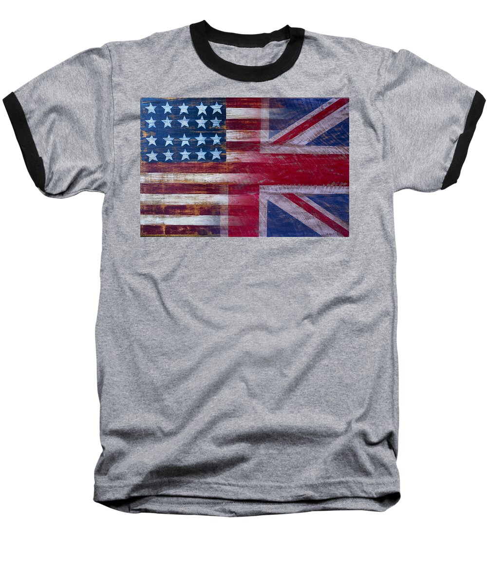 American Baseball T-Shirt featuring the photograph American British Flag by Garry Gay