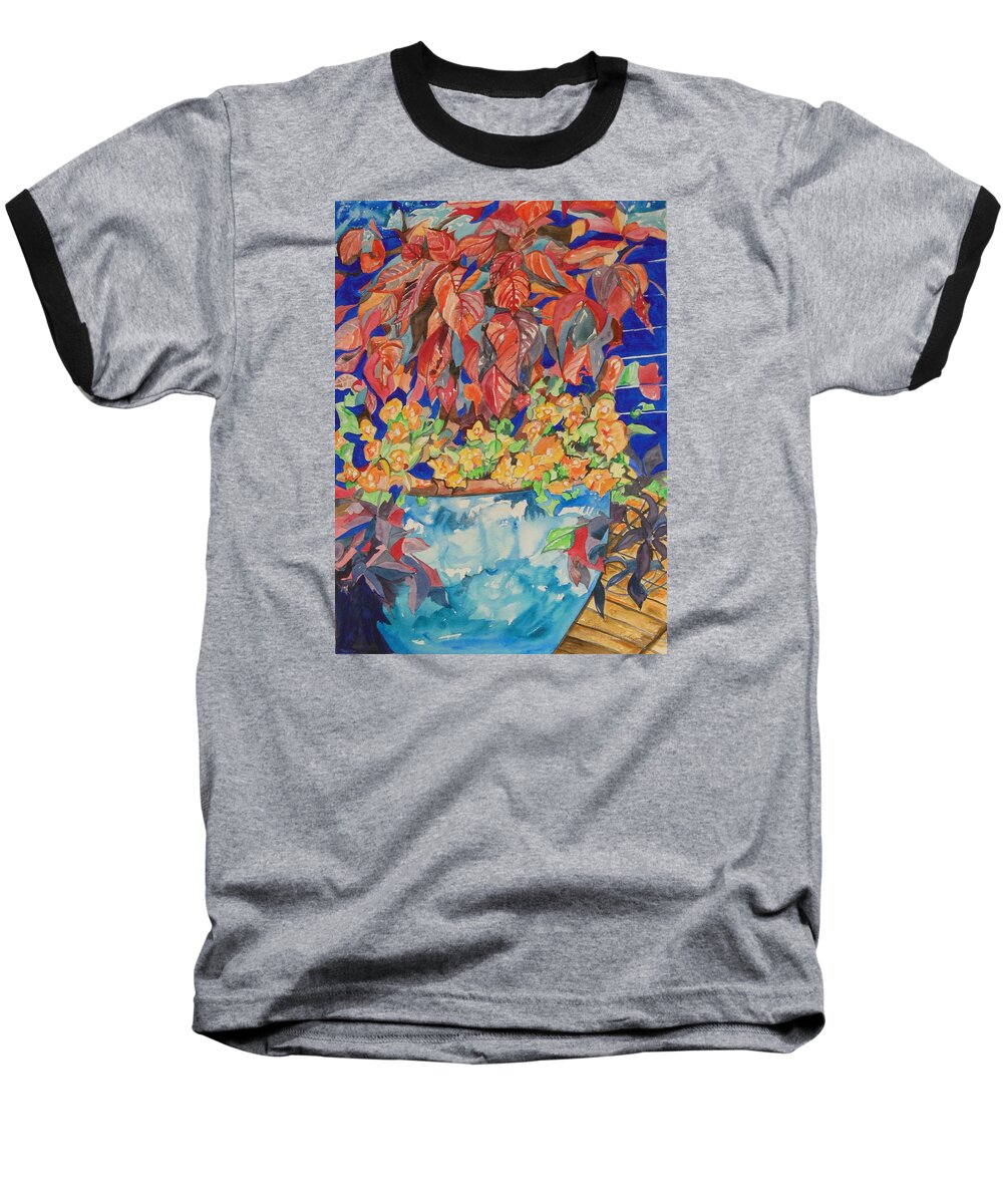 An Autumn Floral Baseball T-Shirt featuring the painting An Autumn Floral by Esther Newman-Cohen