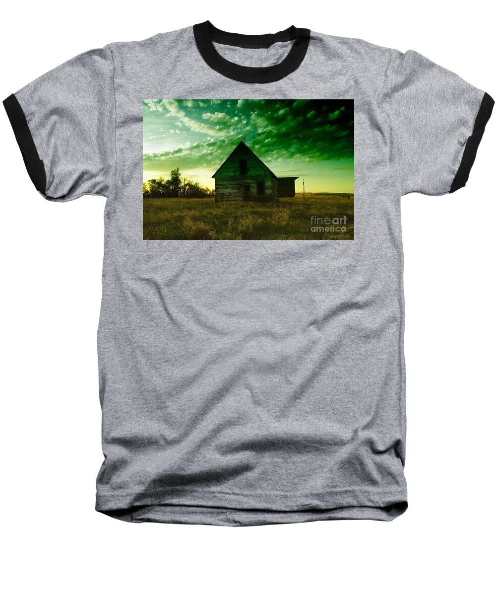 Houses Baseball T-Shirt featuring the photograph An Old North Dakota Farm House by Jeff Swan