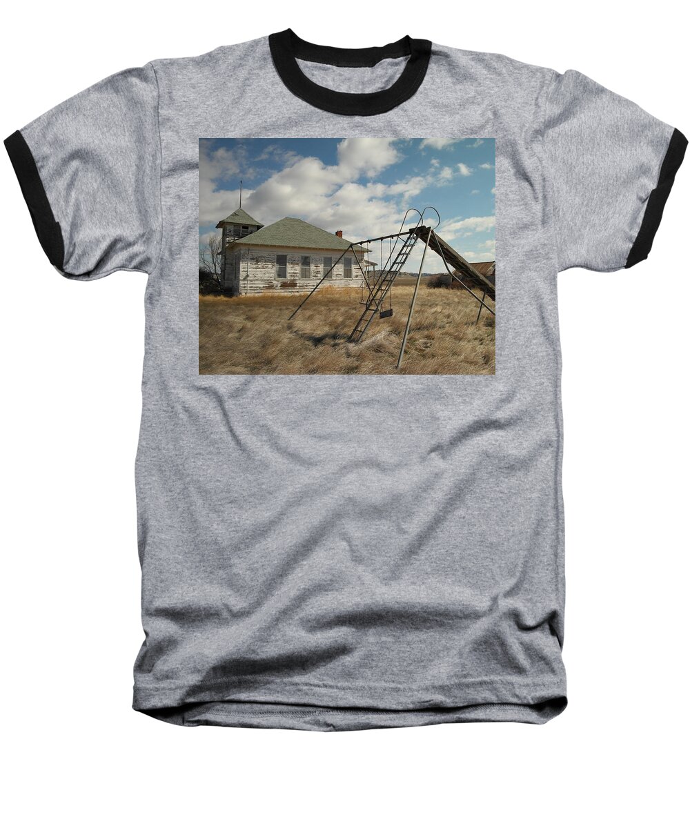 Schools Baseball T-Shirt featuring the photograph An Old School Near Miles City Montana by Jeff Swan