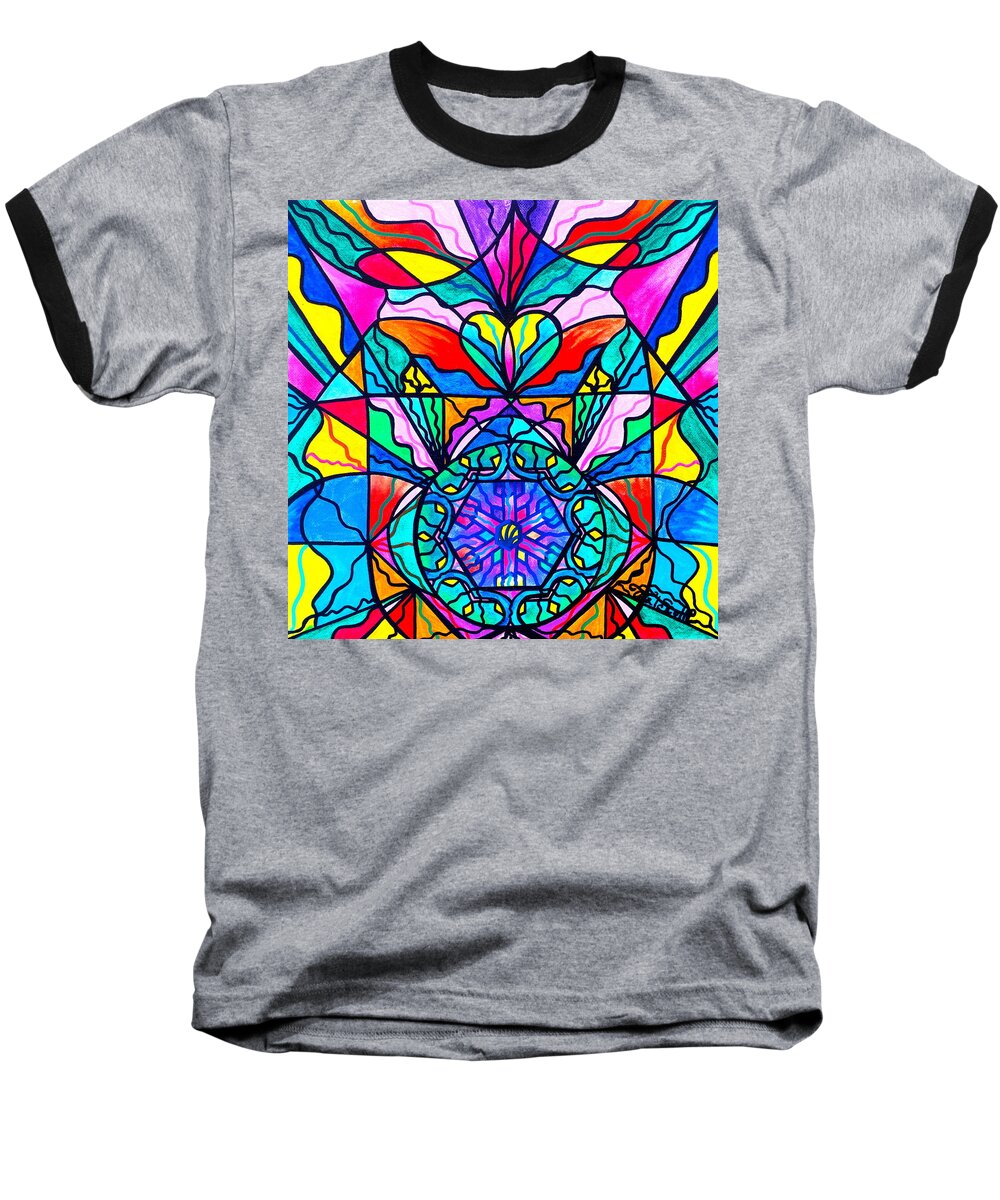 Vibration Baseball T-Shirt featuring the painting Anahata by Teal Eye Print Store
