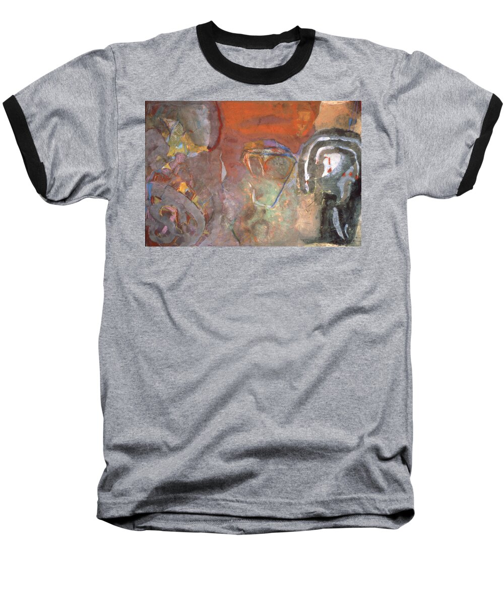 Gouache Baseball T-Shirt featuring the mixed media Ancient Orange by Richard Baron