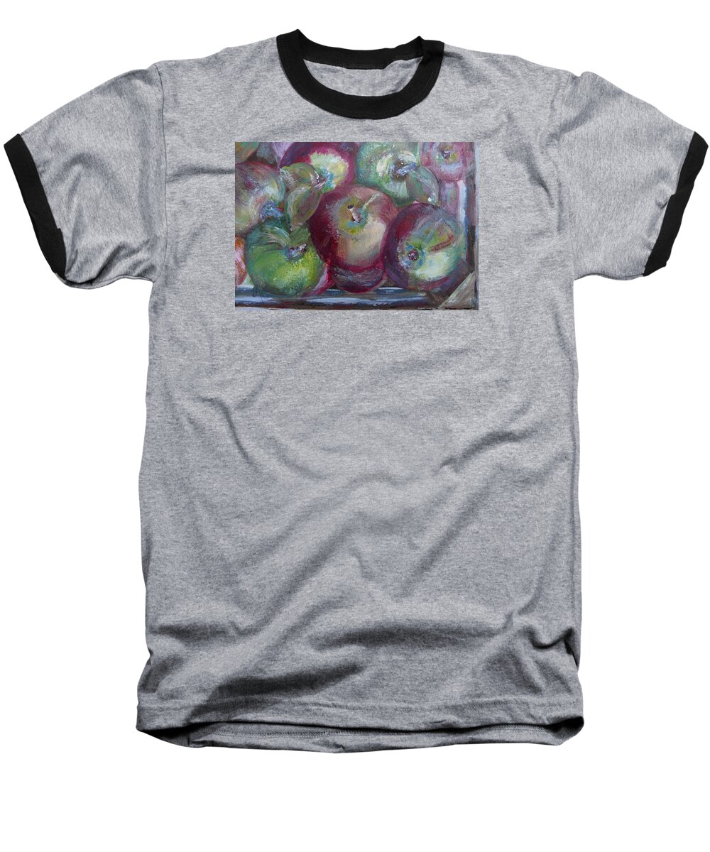 Apple Baseball T-Shirt featuring the painting Apples by Anna Ruzsan
