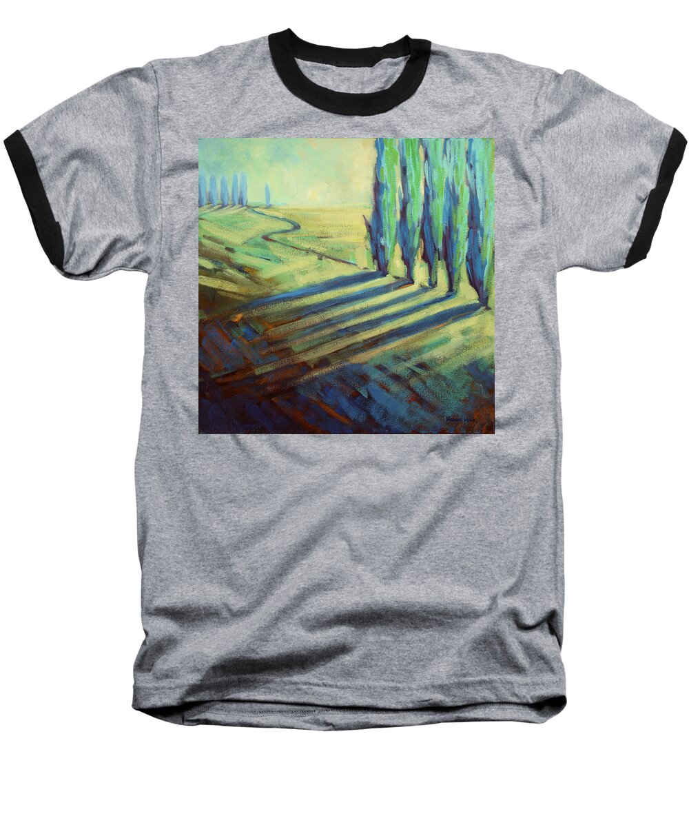 California Baseball T-Shirt featuring the painting Aqua by Konnie Kim