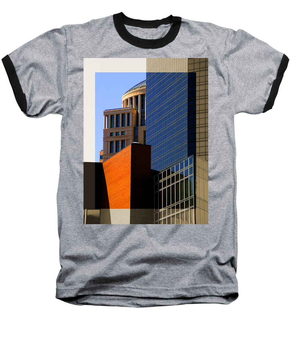 Architecture Baseball T-Shirt featuring the photograph Architectural Stone Steel Glass by Patrick Malon