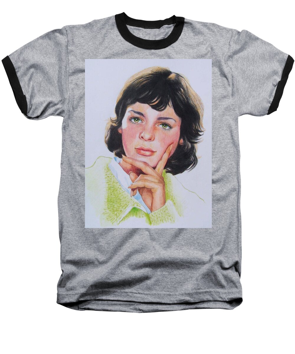 Portrait Baseball T-Shirt featuring the mixed media Ariane by Constance Drescher
