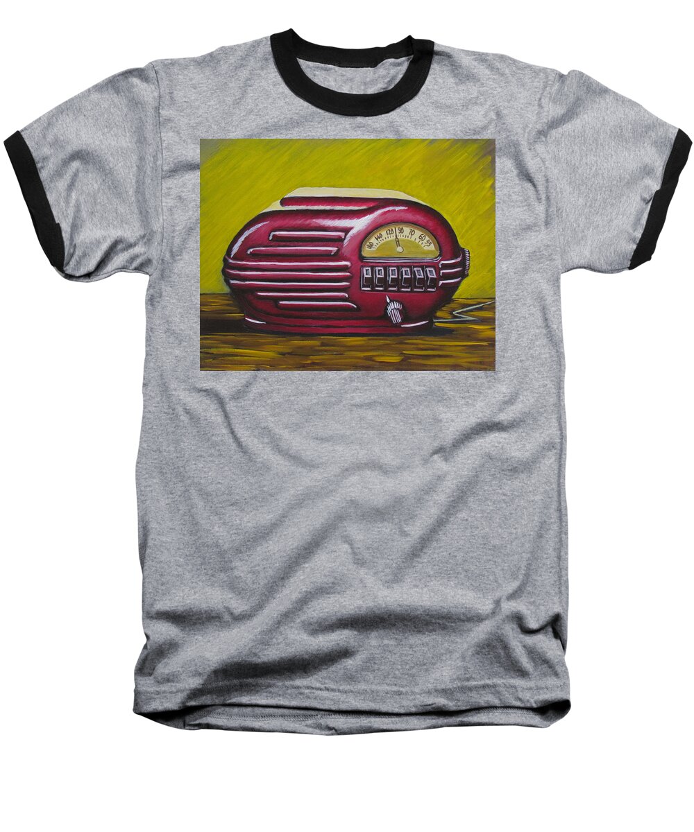 Radio Baseball T-Shirt featuring the painting Art Deco Radio by Kevin Hughes