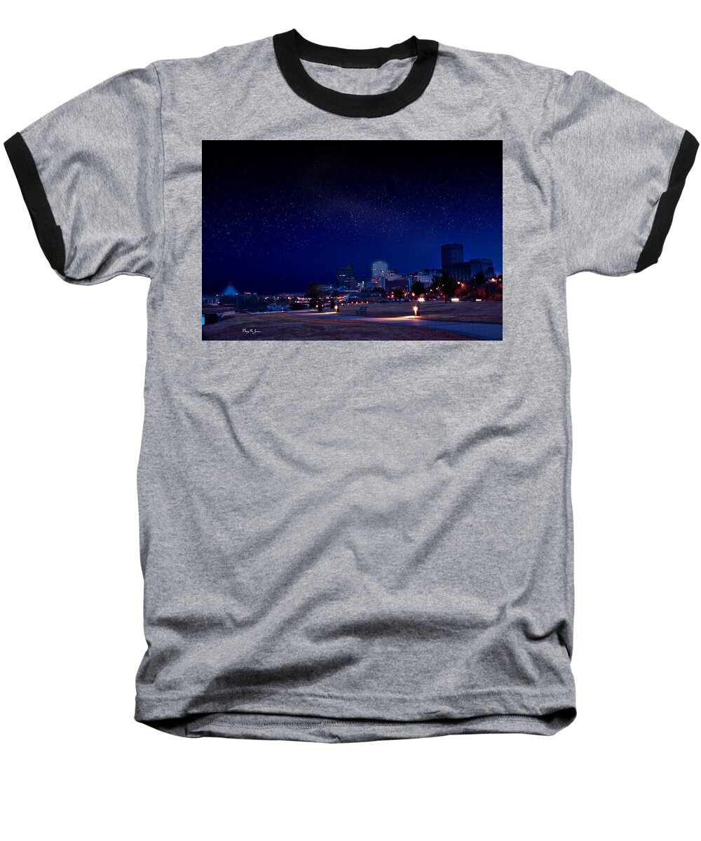 Memphis Baseball T-Shirt featuring the photograph As Memphis Sleeps by Barry Jones