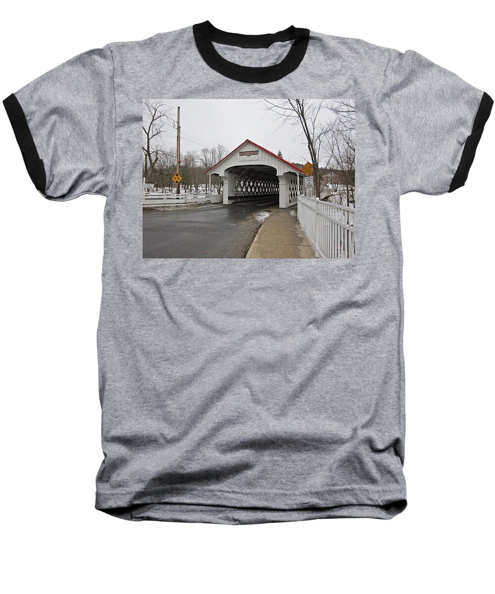 Ashuelot Covered Bridge Baseball T-Shirt featuring the photograph Ashuelot Bridge by MTBobbins Photography
