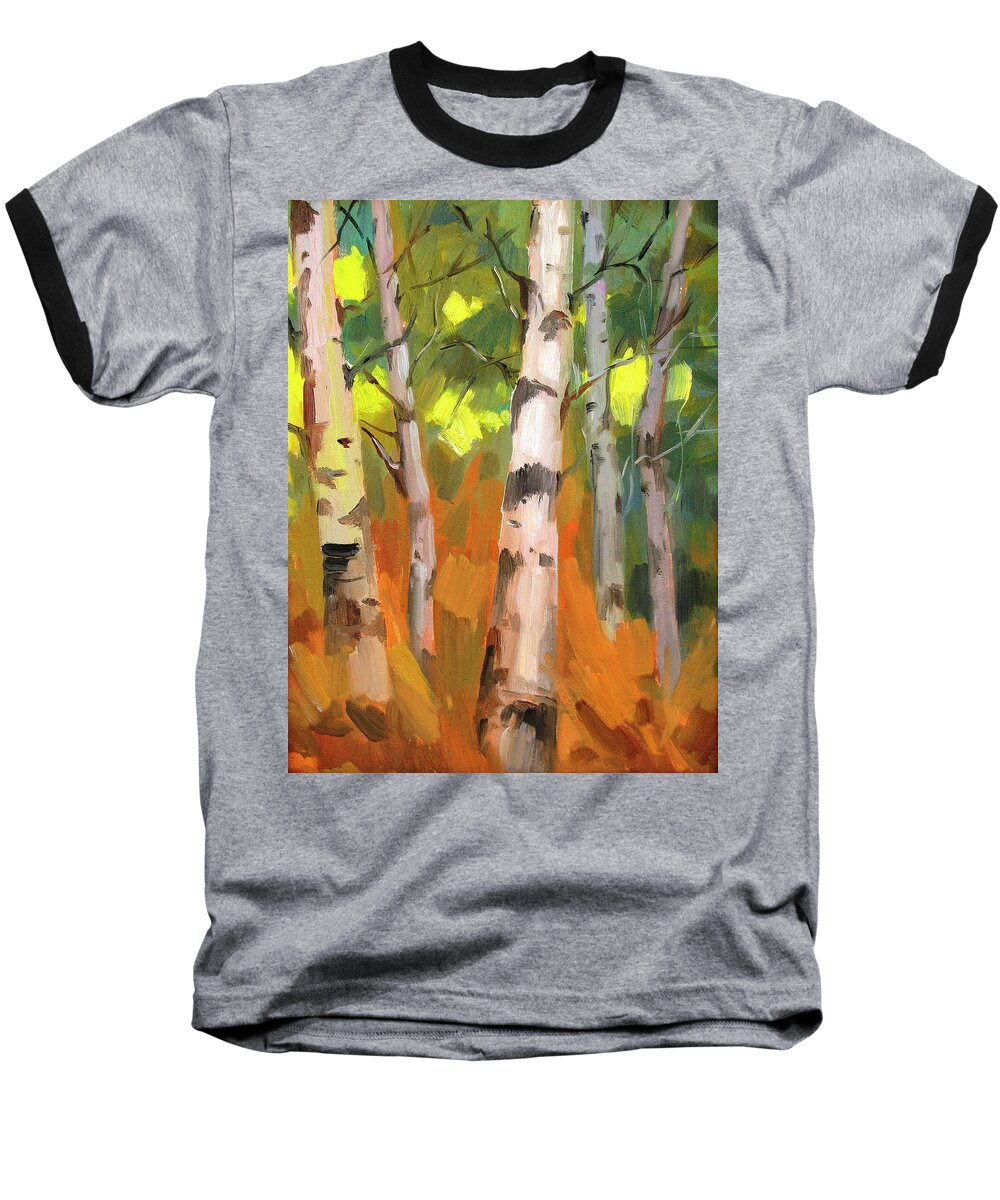 Aspen Trees Baseball T-Shirt featuring the painting Aspen Trees by Diane McClary