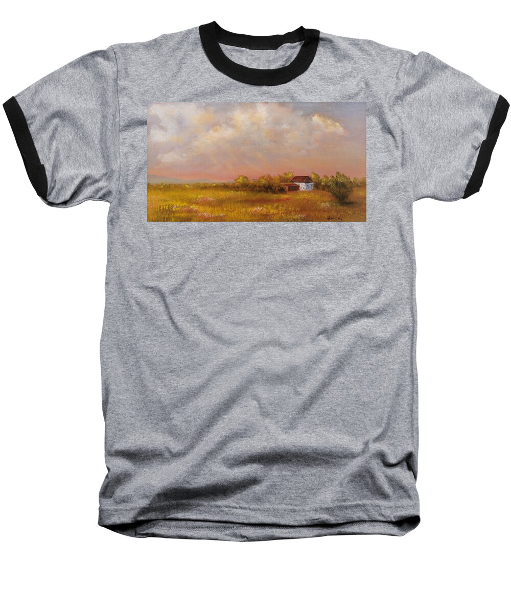 Luczay Baseball T-Shirt featuring the painting August afternoon PA by Katalin Luczay