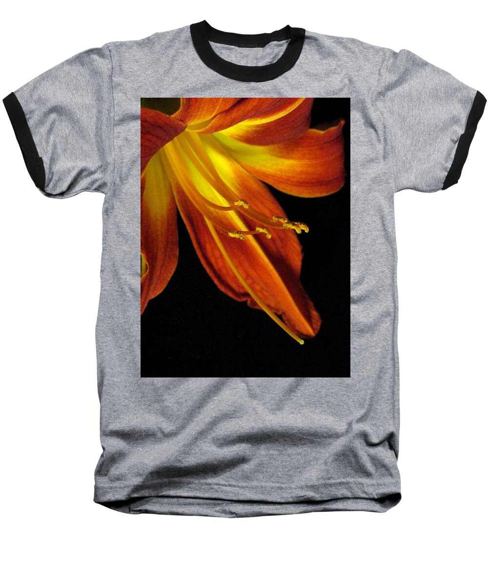 Red Baseball T-Shirt featuring the photograph August Flame Glory by Carolyn Jacob