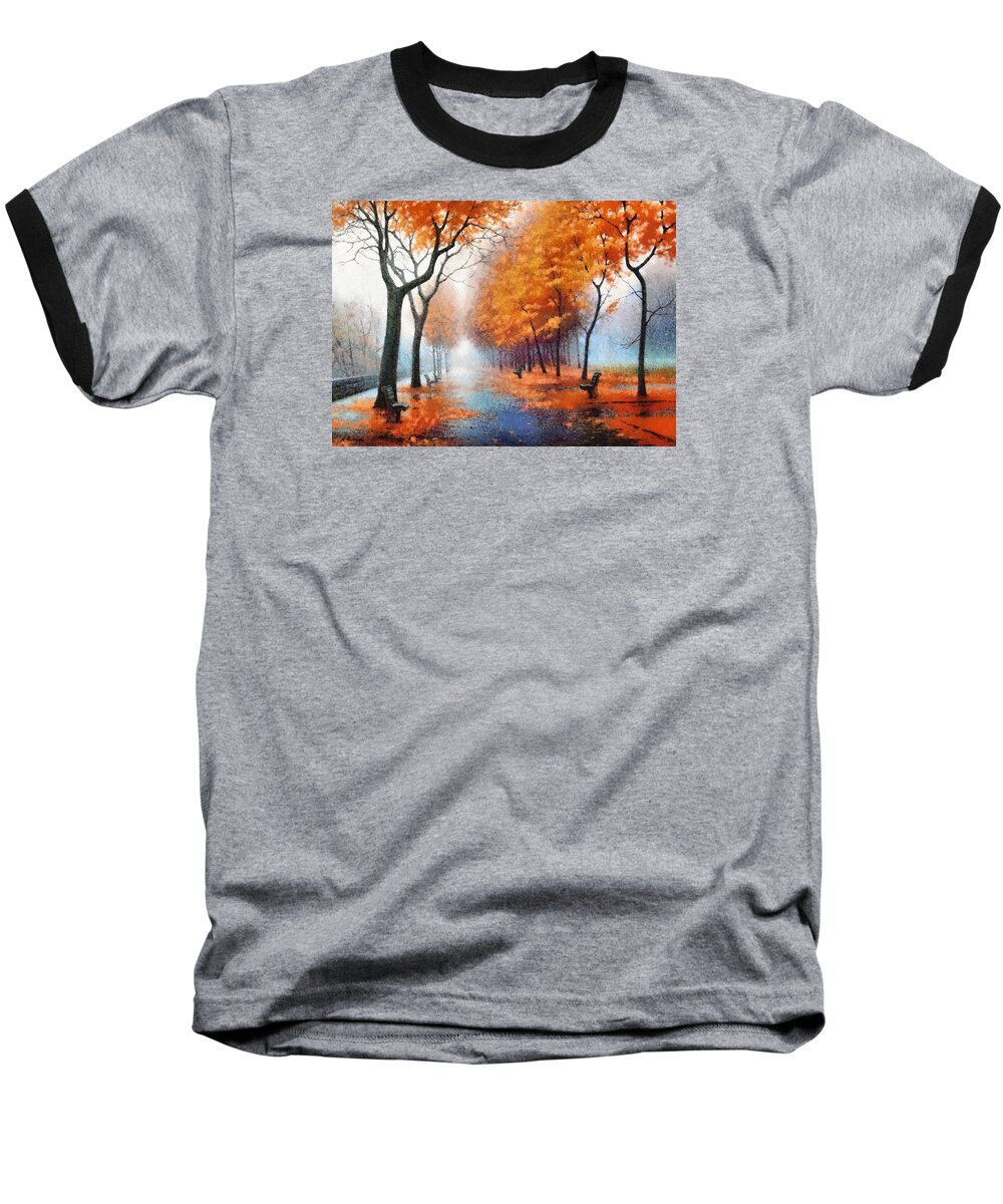 Autumn Baseball T-Shirt featuring the photograph Autumn Boulevard by Charmaine Zoe