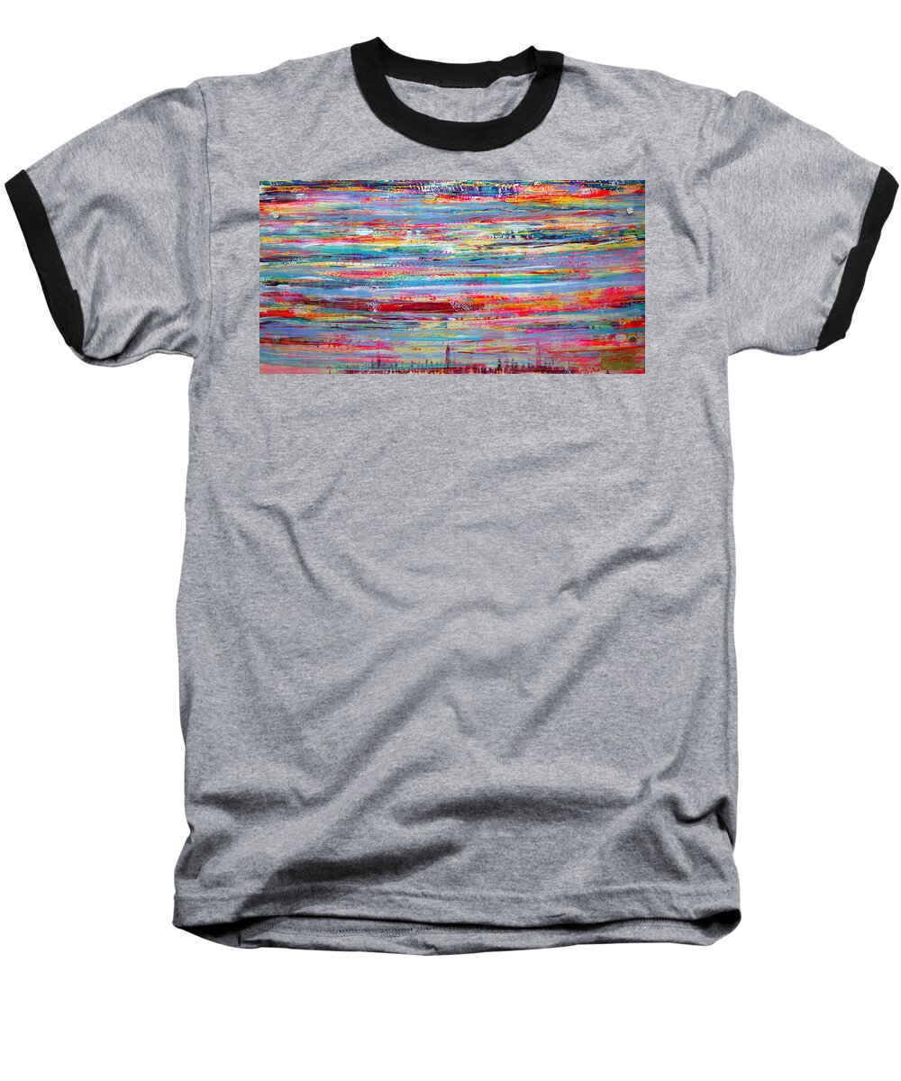 Art Baseball T-Shirt featuring the painting Autumn In Manhattan by Jack Diamond