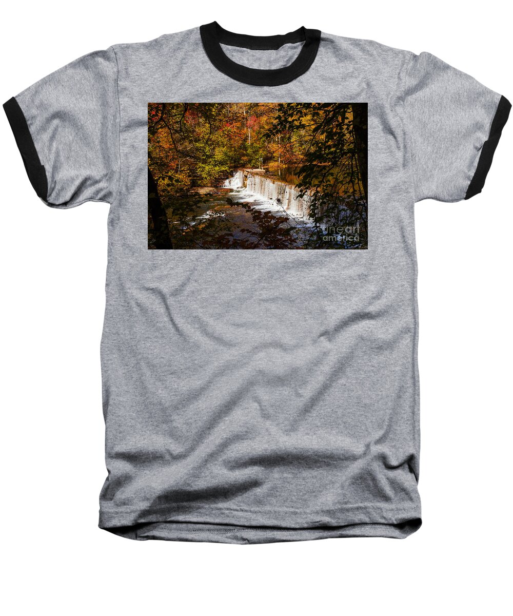 Autumn Trees On River Baseball T-Shirt featuring the photograph Autumn Trees On Duck River by Jerry Cowart