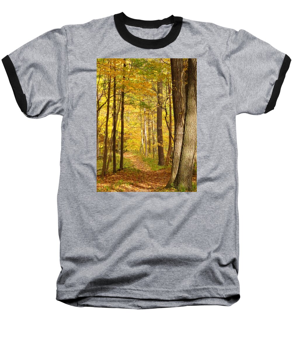 Trees Baseball T-Shirt featuring the photograph Autumn Walk in the Park by Lori Frisch