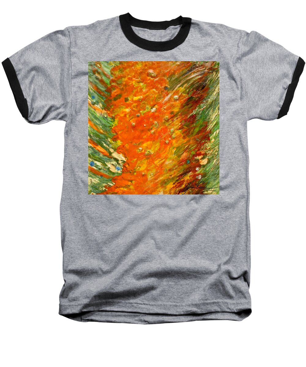 Abstract Painting Baseball T-Shirt featuring the painting Autumn Wind by Joan Reese