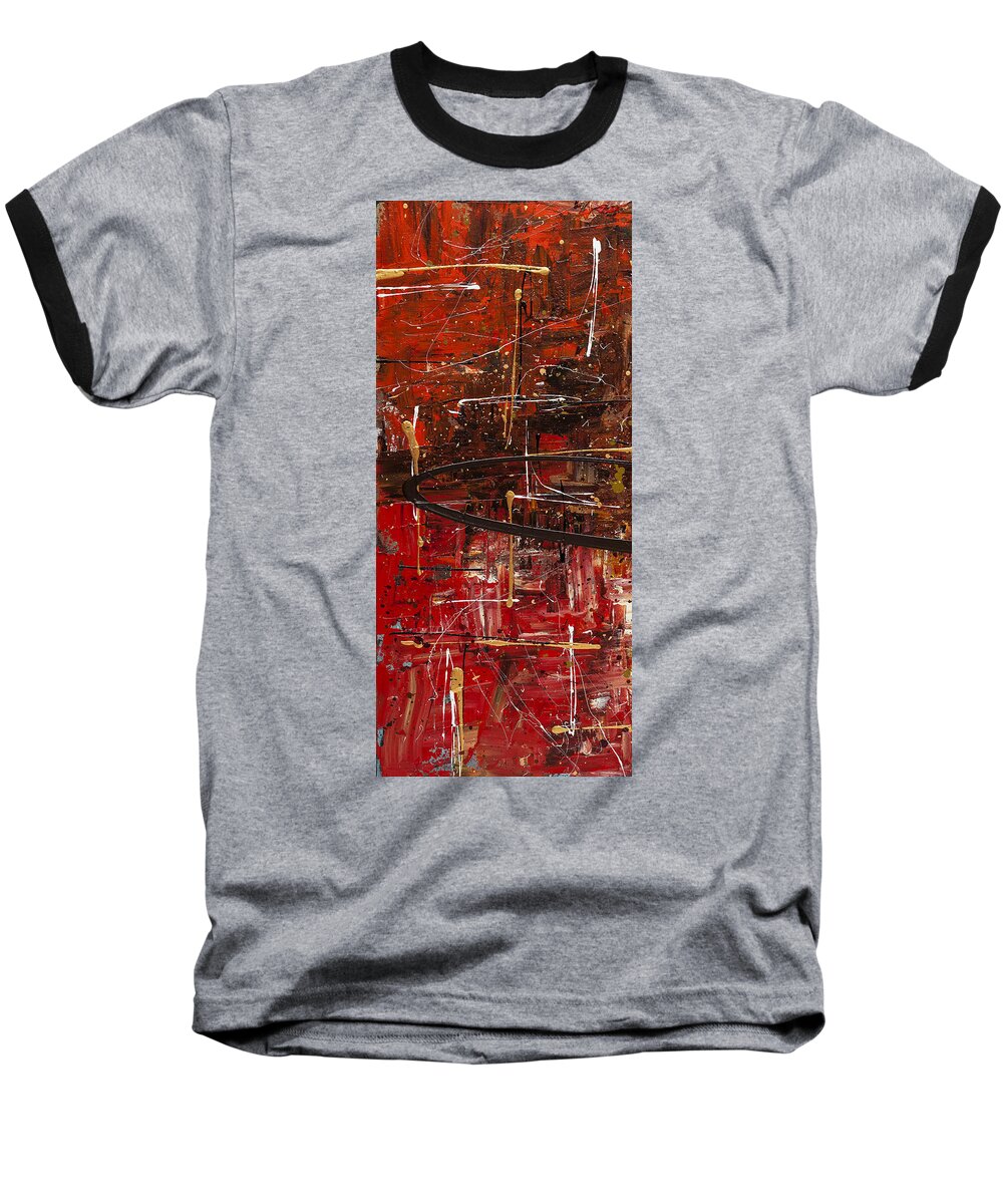 Abstract Art Baseball T-Shirt featuring the painting Autumn1 by Carmen Guedez