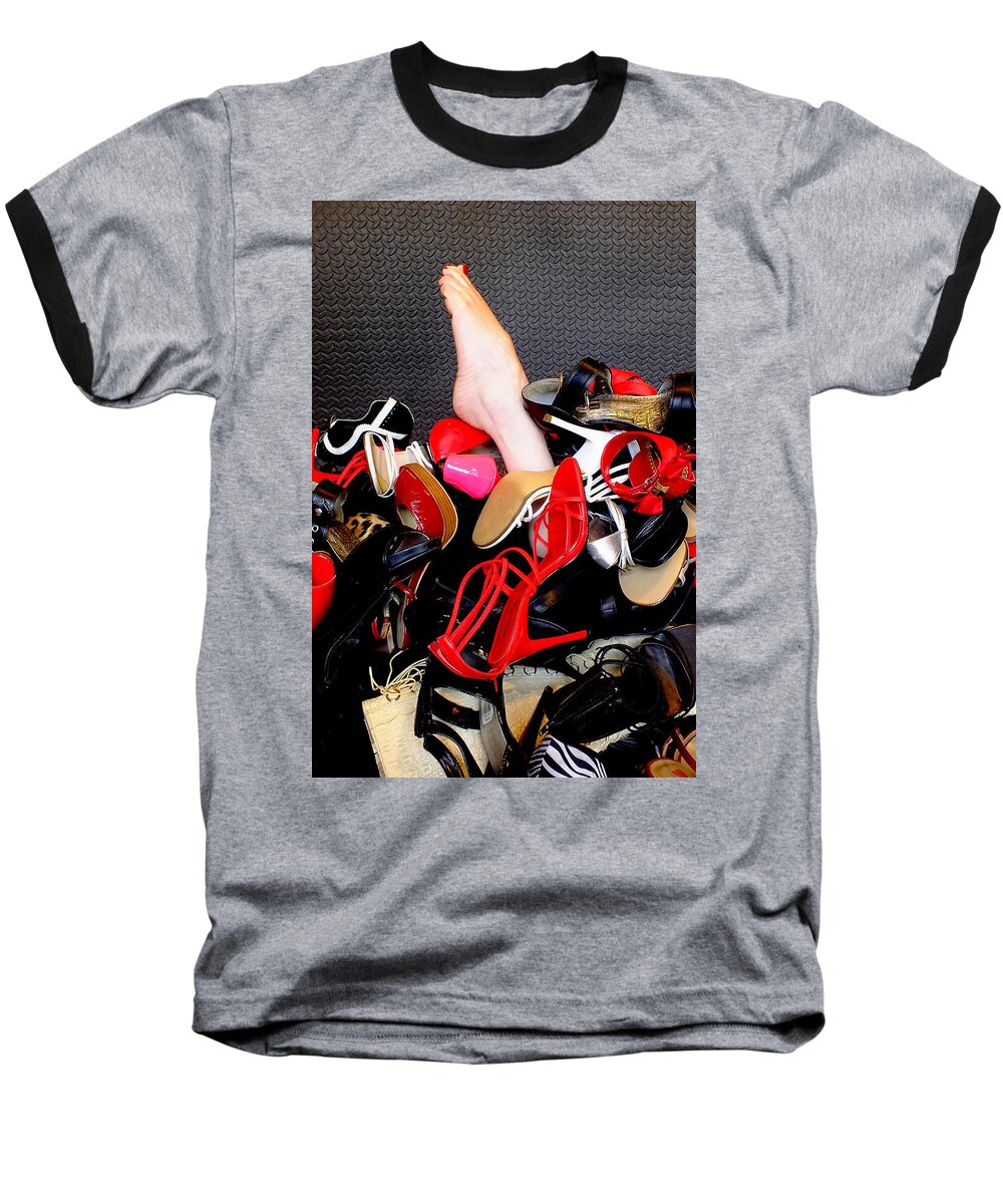 Shoes Feet Heels Stiletto Toes Sexy Baseball T-Shirt featuring the photograph Avalanche by Guy Pettingell