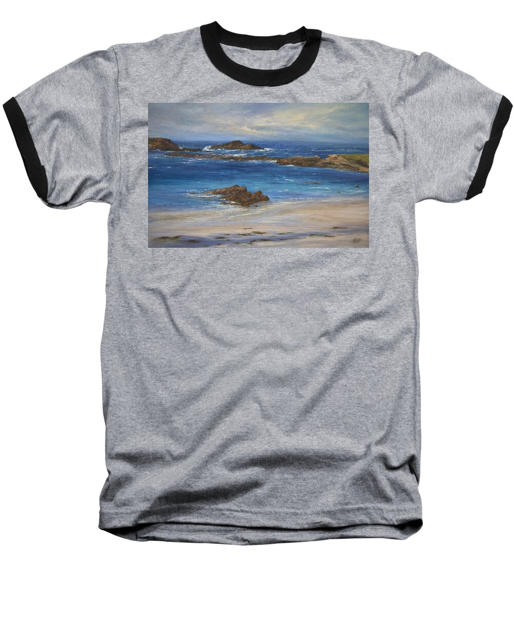 Seascape Baseball T-Shirt featuring the painting Azure by Valerie Travers