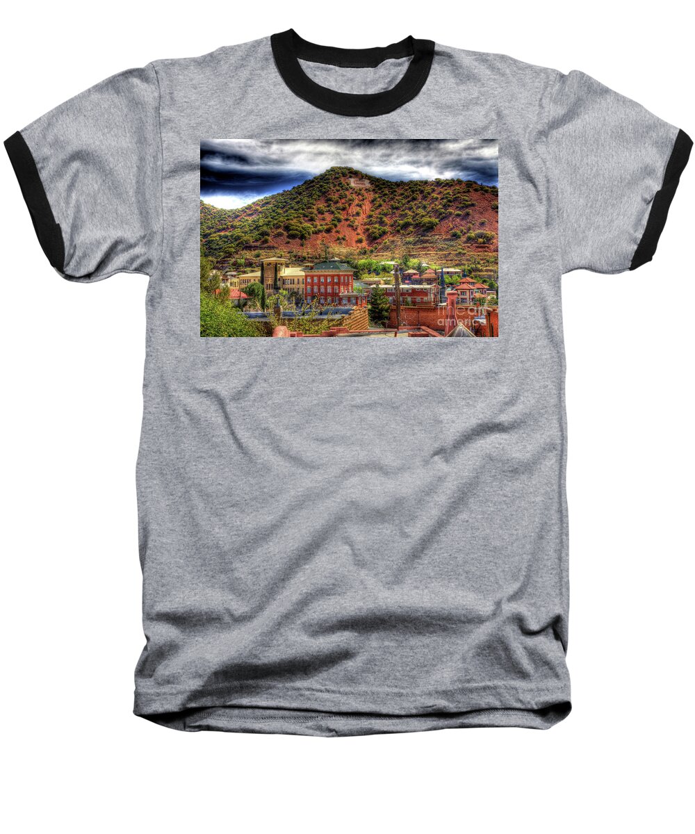 B Baseball T-Shirt featuring the photograph B Hill Over Historic Bisbee by Charlene Mitchell