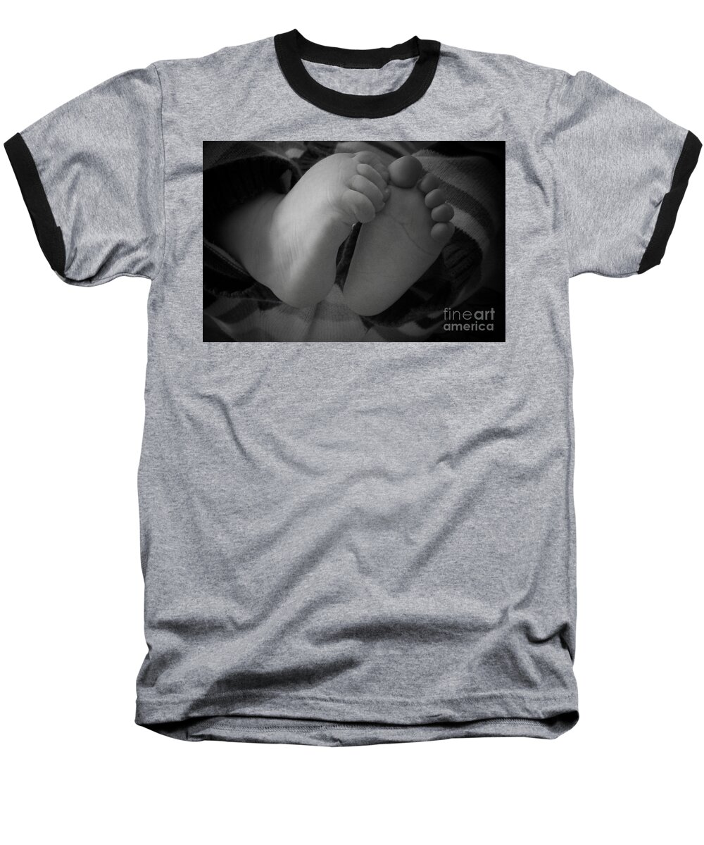 Baby Baseball T-Shirt featuring the photograph Baby Feet by Barbara Bardzik