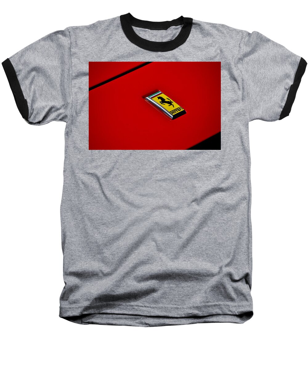 Ferrari Baseball T-Shirt featuring the photograph Badge in Red by Dean Ferreira