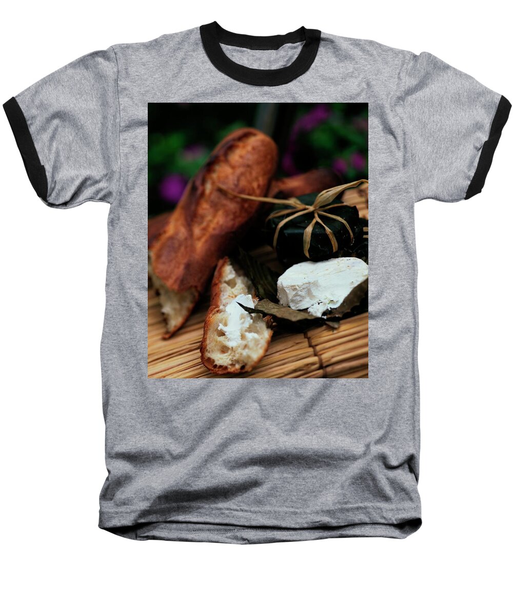 Diary Baseball T-Shirt featuring the photograph Baguettes And Banon Cheese by Romulo Yanes