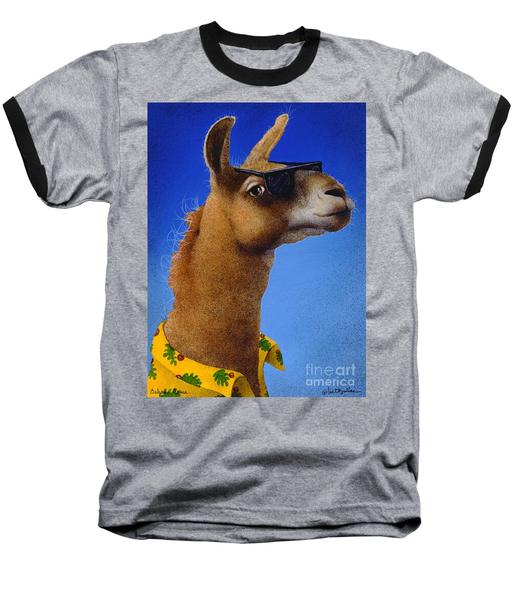 Will Bullas Baseball T-Shirt featuring the painting Bahama Llama... by Will Bullas