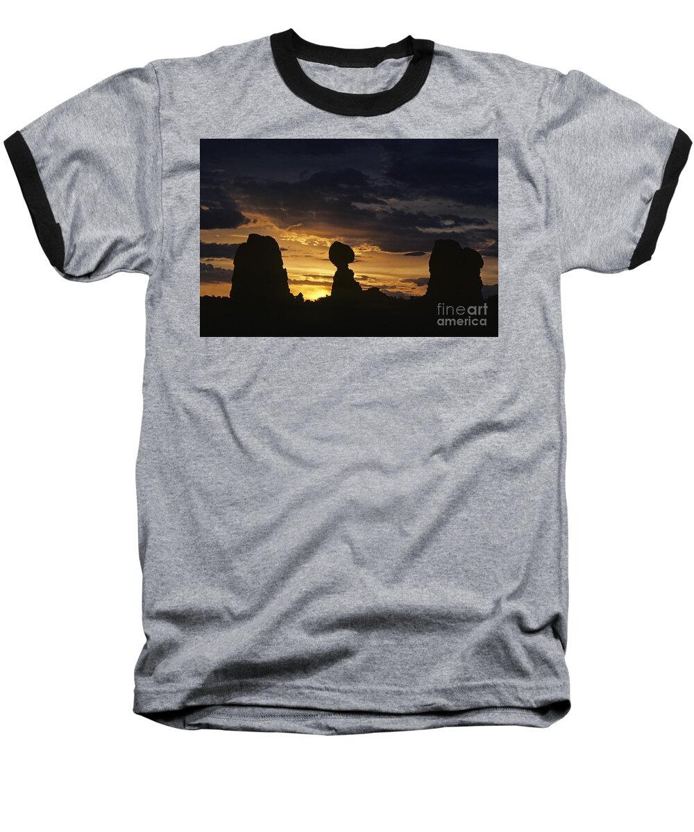 Landscape Baseball T-Shirt featuring the photograph Balance Rock Arches National Park by Jim Corwin