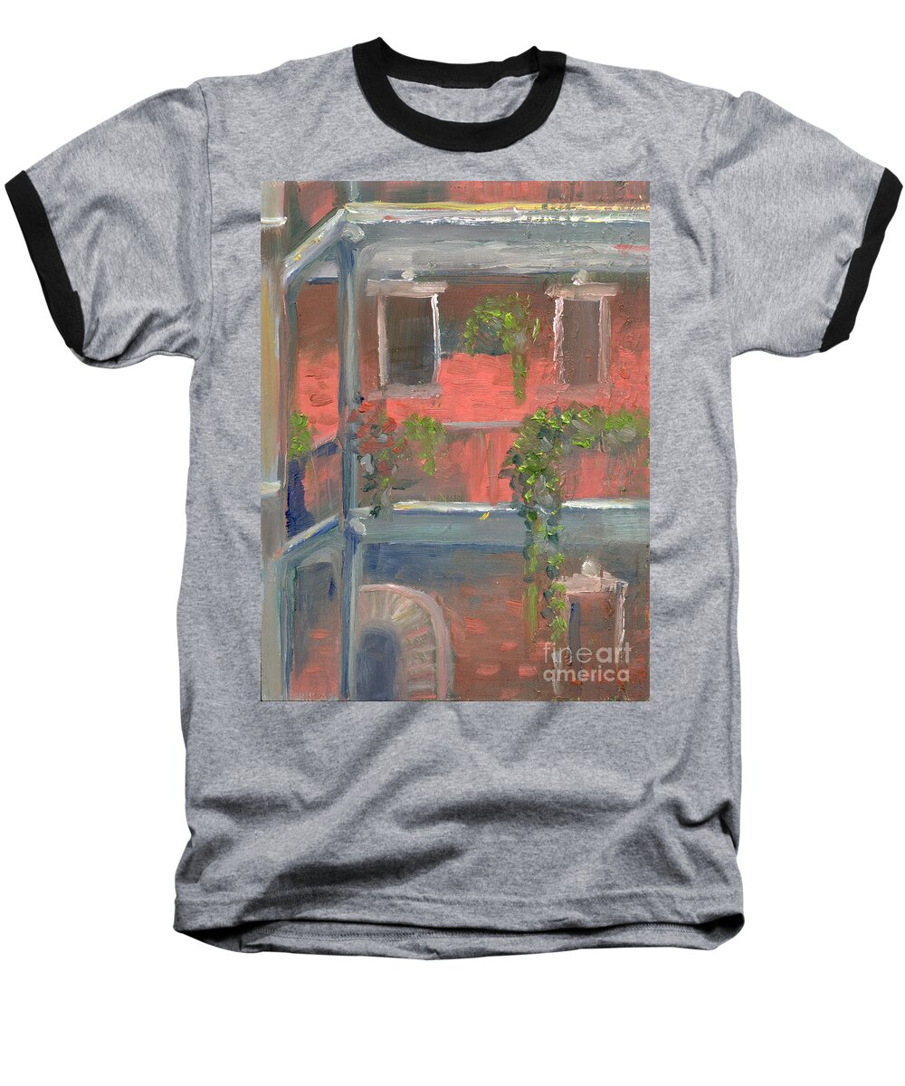 New Orleans Baseball T-Shirt featuring the painting Balcony I by Lilibeth Andre