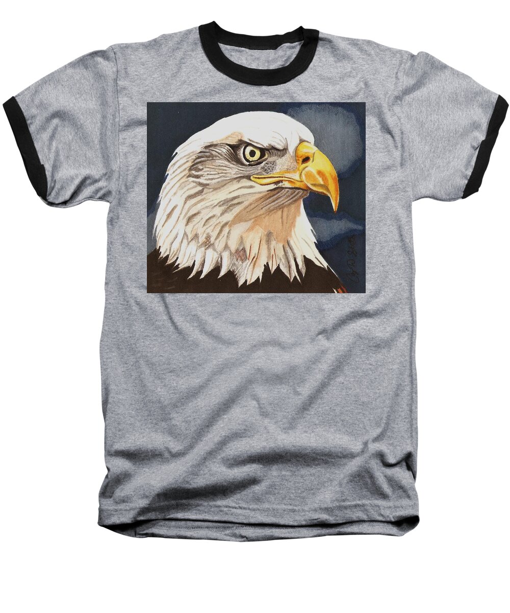 Bald Eagle Baseball T-Shirt featuring the drawing Bald Eagle by Cory Still