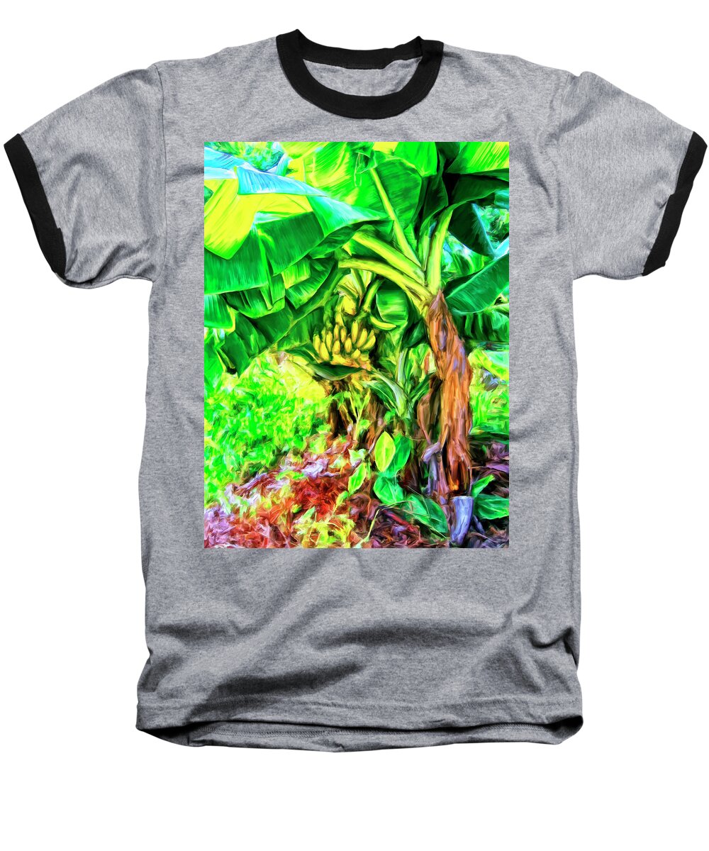 Bananas Baseball T-Shirt featuring the painting Bananas in Lahaina Maui by Dominic Piperata