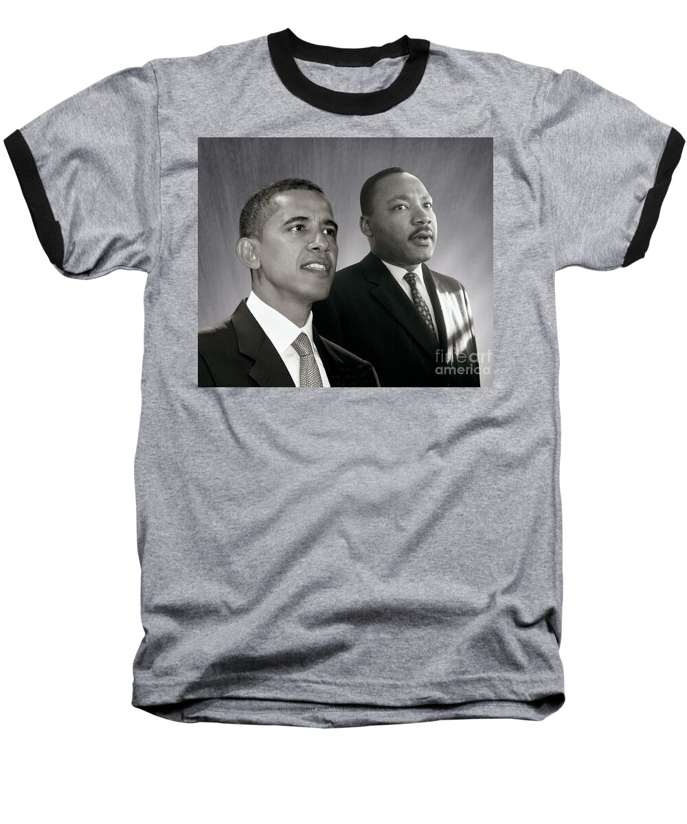 Barack Obama Baseball T-Shirt featuring the photograph Barack Obama M L King by Martin Konopacki Restoration
