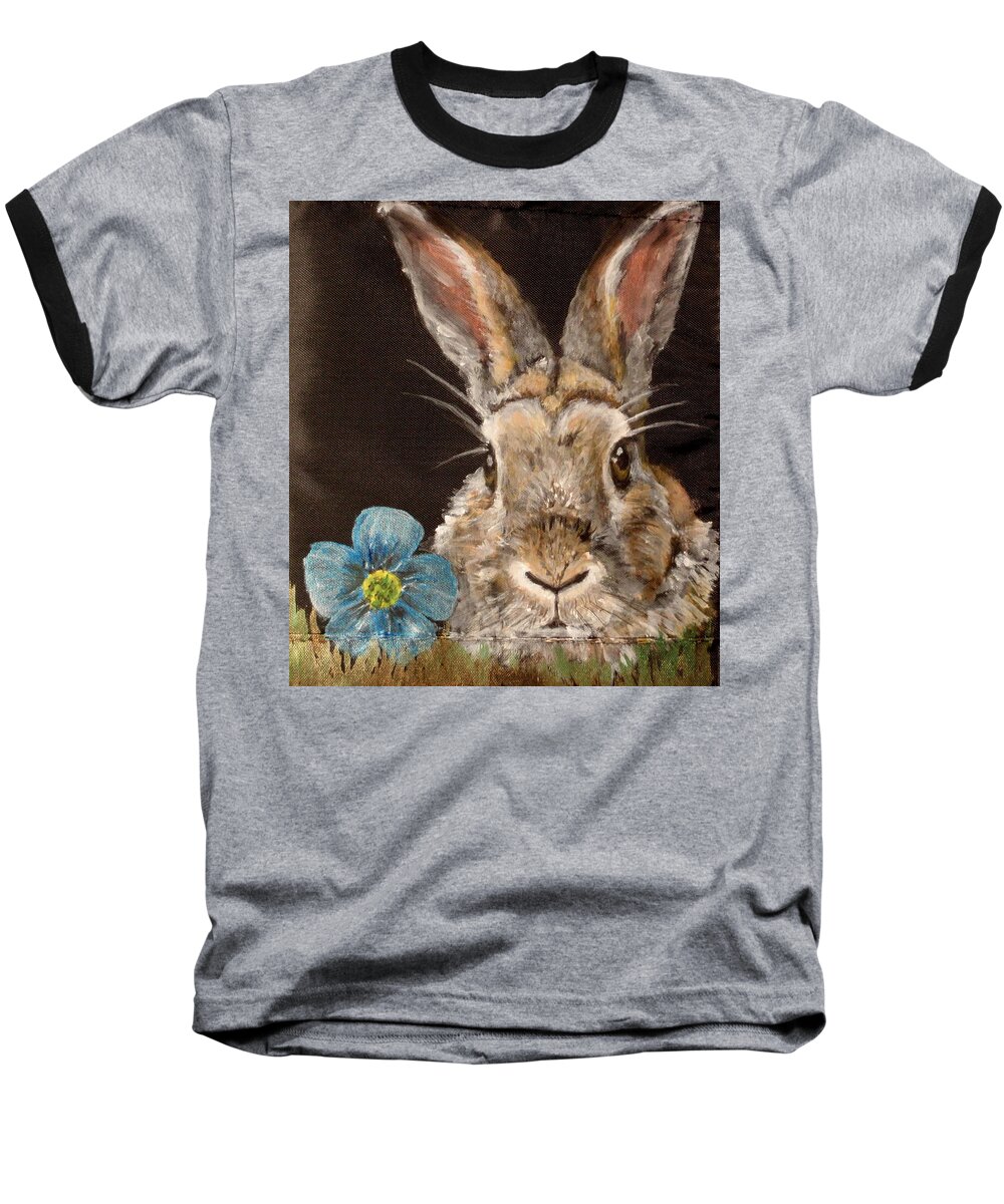 Bunny Closeup Baseball T-Shirt featuring the painting Barney by Carol Russell
