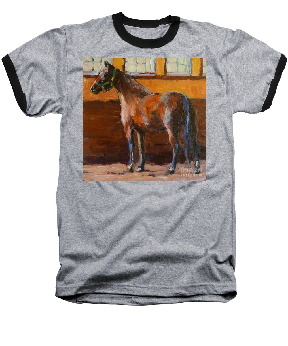 Barn Baseball T-Shirt featuring the painting Barnlight by Molly Poole