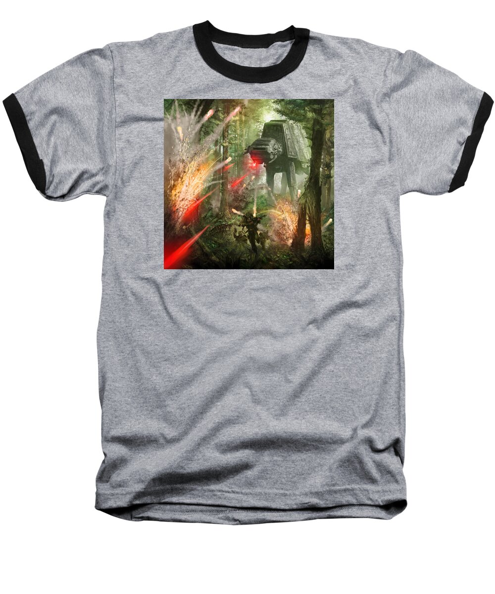 Star Wars Baseball T-Shirt featuring the digital art Barrage Attack by Ryan Barger