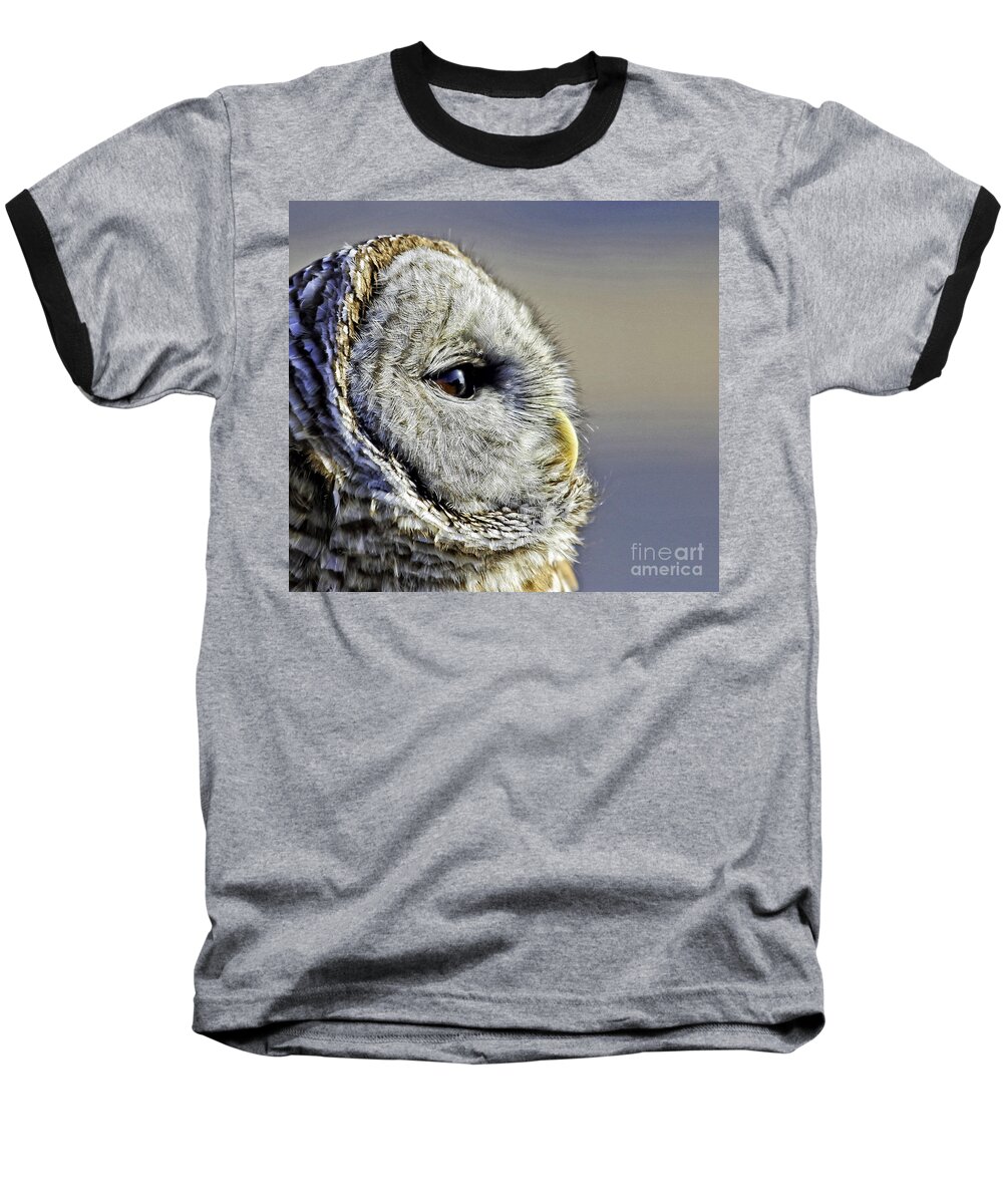 Barred Owl Baseball T-Shirt featuring the photograph Barred None by Jan Killian