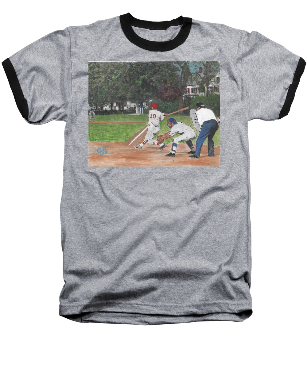 Baseball Baseball T-Shirt featuring the painting Baseball at Stone Park by Cliff Wilson