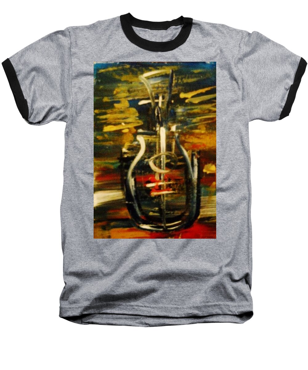 Bass Baseball T-Shirt featuring the painting BassGuitar 2 by Kelly M Turner