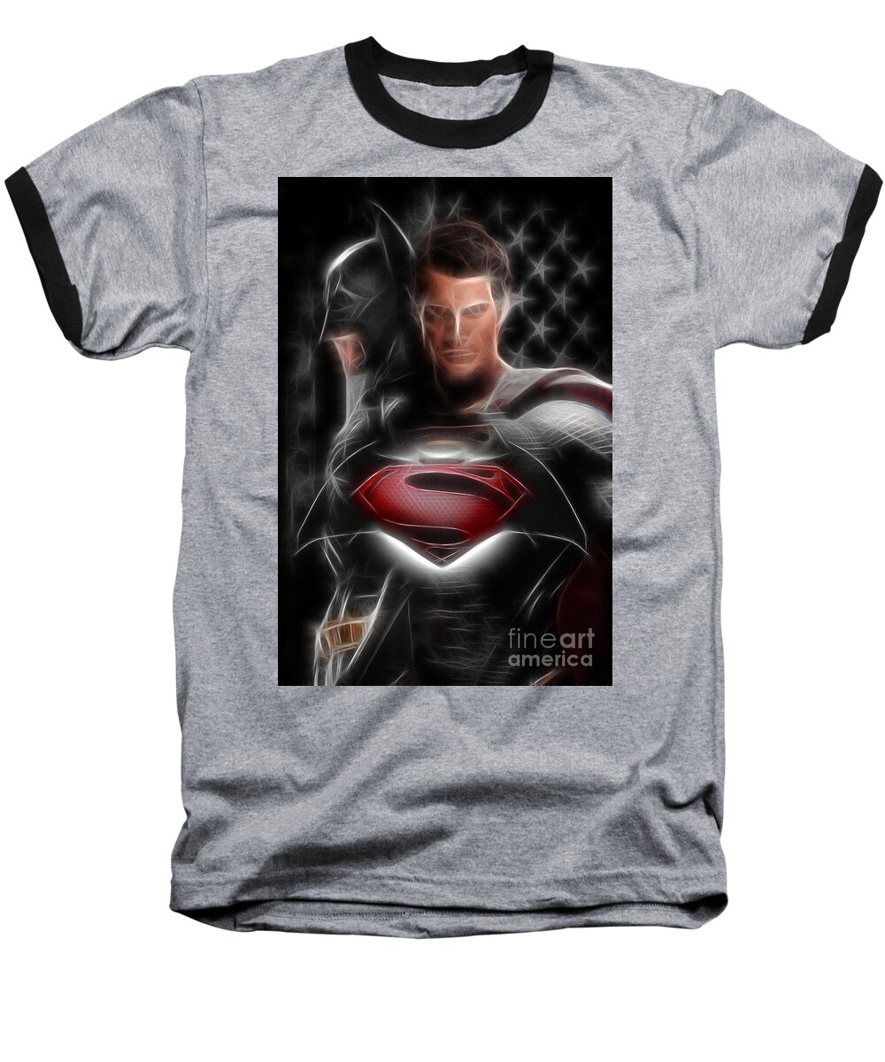 Superman Baseball T-Shirt featuring the photograph Batman vs Superman by Doc Braham