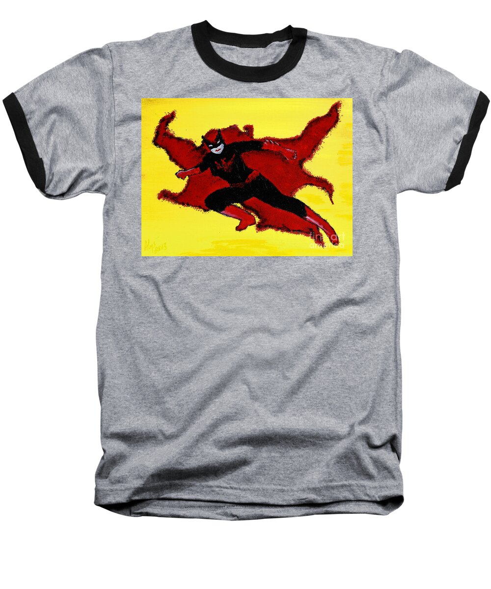 Movies Baseball T-Shirt featuring the painting Batwoman by Alys Caviness-Gober