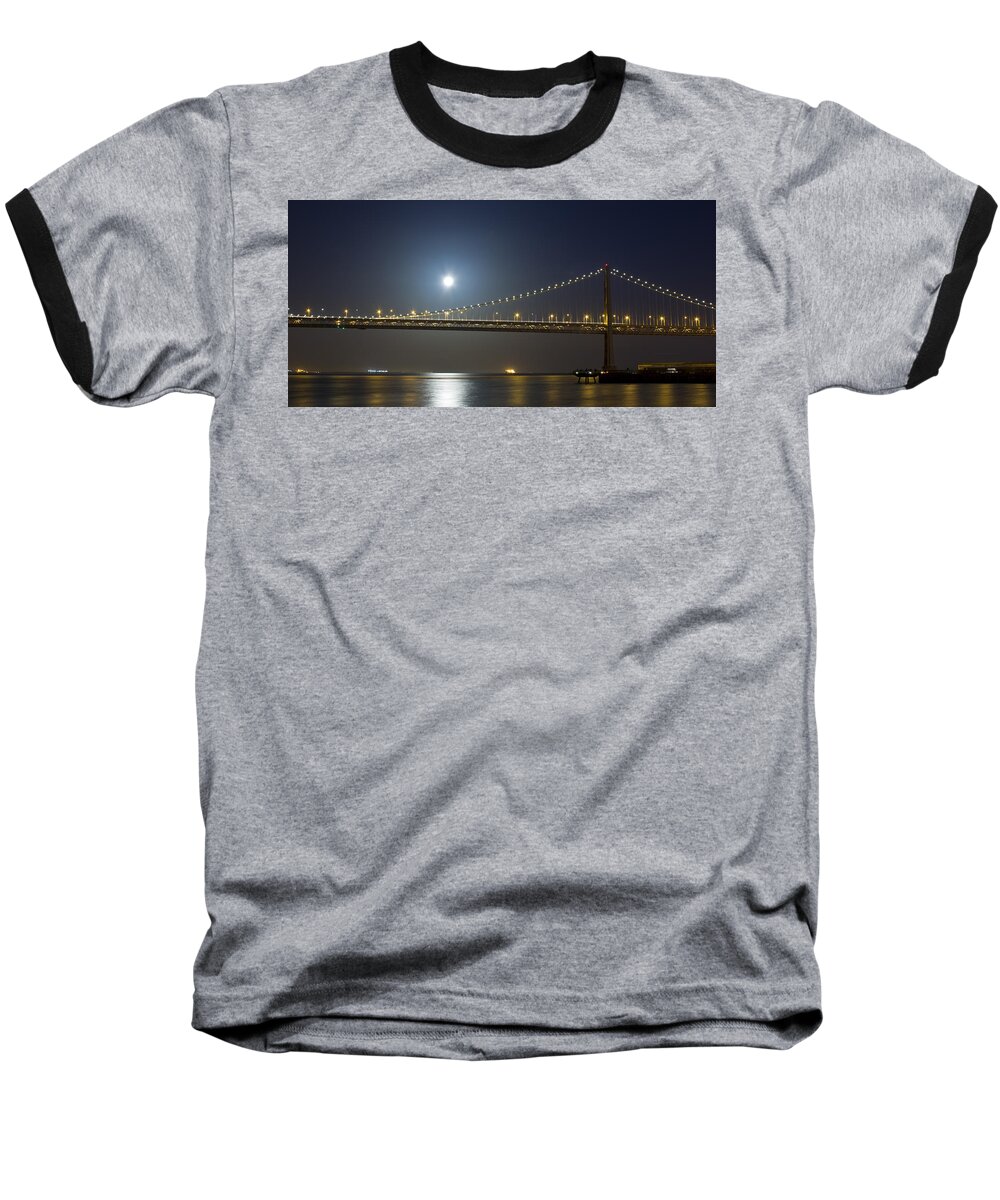 Bay Baseball T-Shirt featuring the photograph Bay Bridge Supermoon by Bryant Coffey
