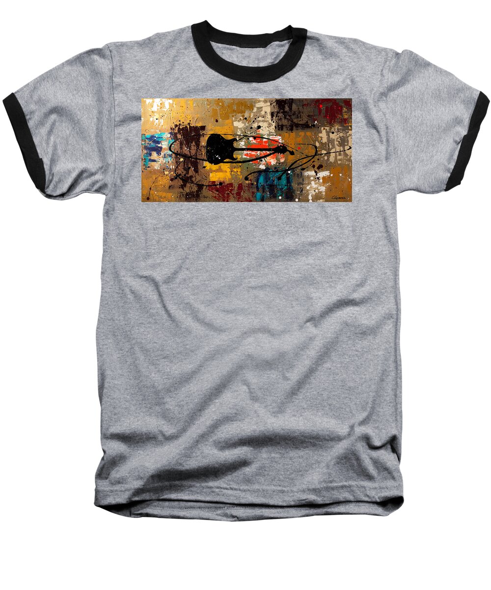 Music Abstract Art Baseball T-Shirt featuring the painting Be a Rock Star by Carmen Guedez
