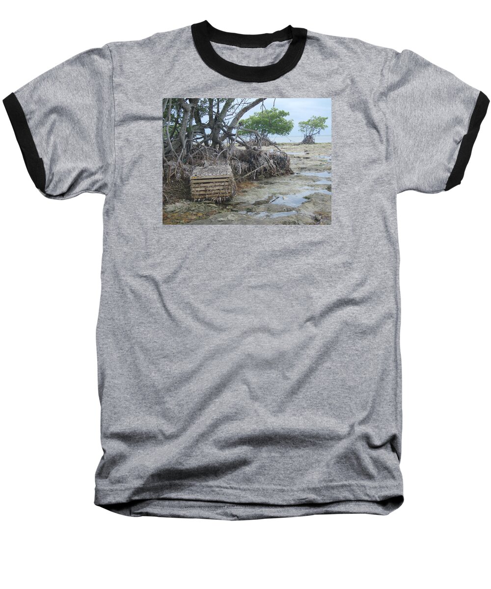 Lobster Baseball T-Shirt featuring the photograph Beached Lobster Trap by Robert Nickologianis